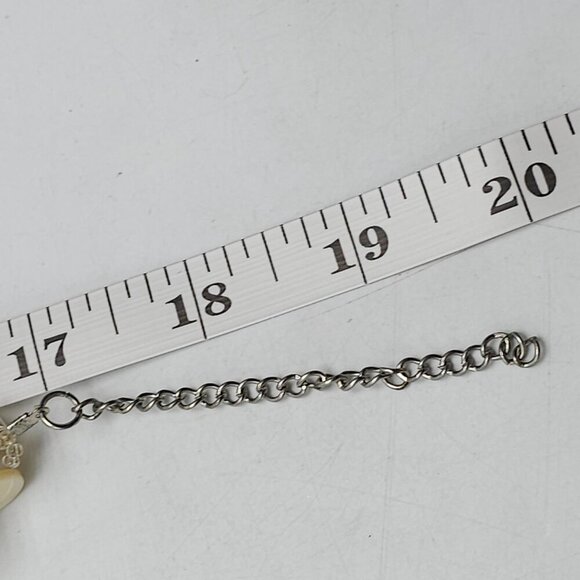 Mother Of Pearl Shell Necklace With Beaded Button Shape Accents Round Pendant - Picture 6 of 6